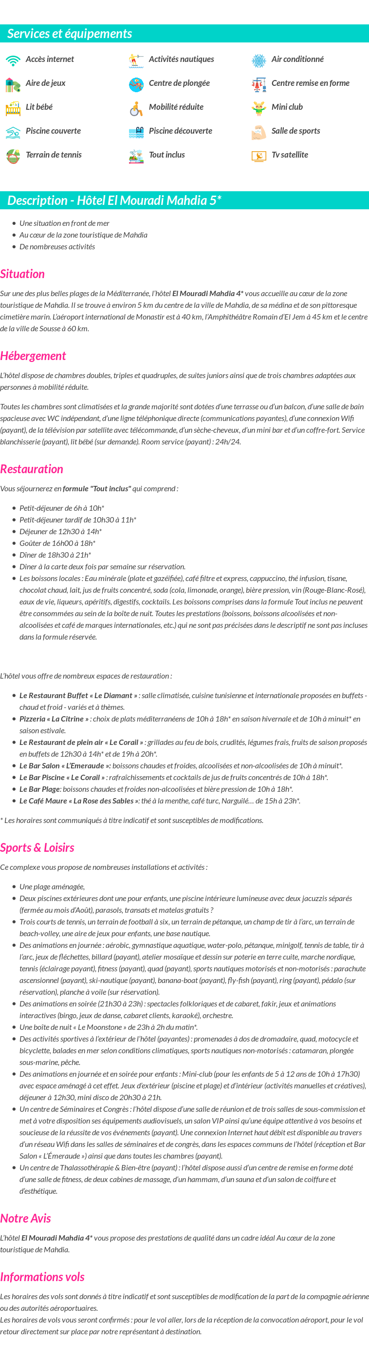 Détails du séjour