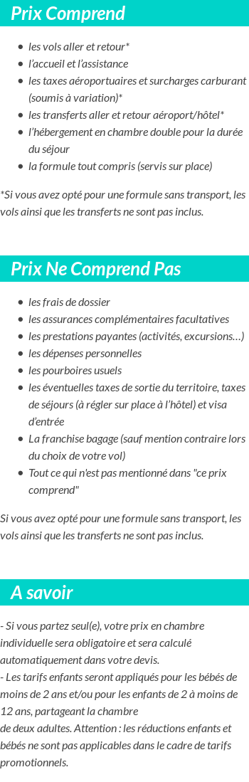Conditions tarifaires