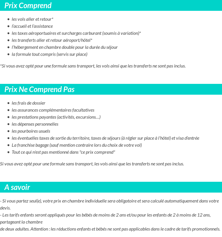 Conditions tarifaires