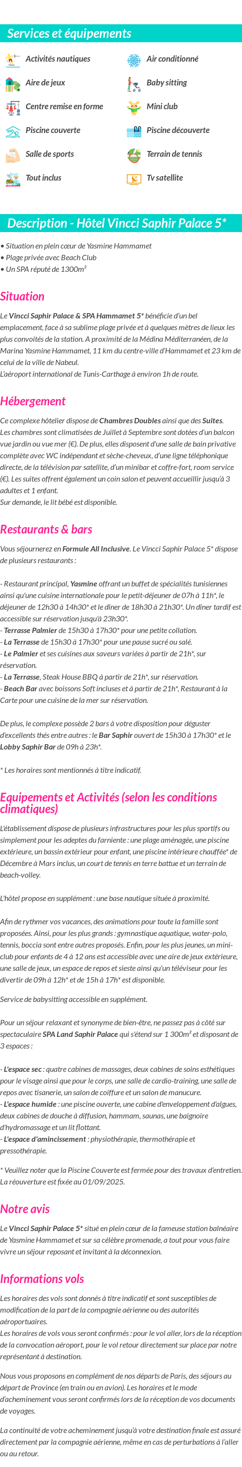 Détails du séjour