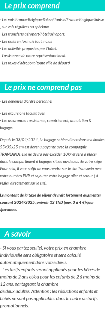 Conditions tarifaires