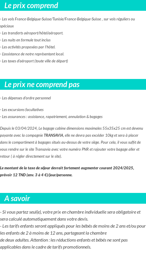 Conditions tarifaires