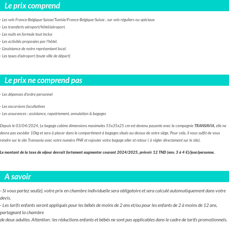 Conditions tarifaires