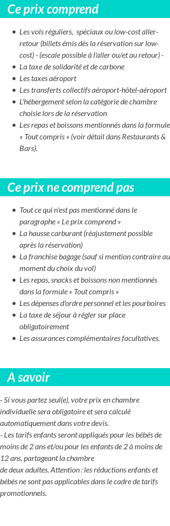 Conditions tarifaires
