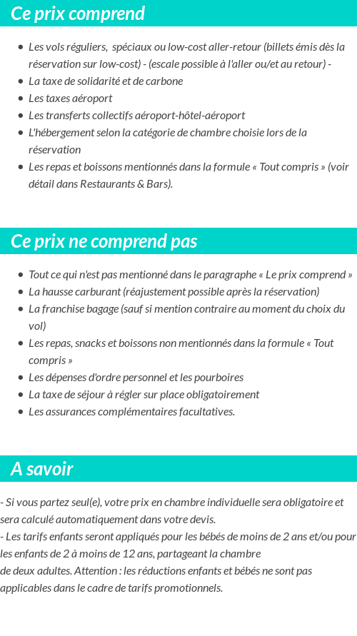 Conditions tarifaires