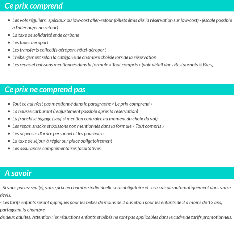 Conditions tarifaires