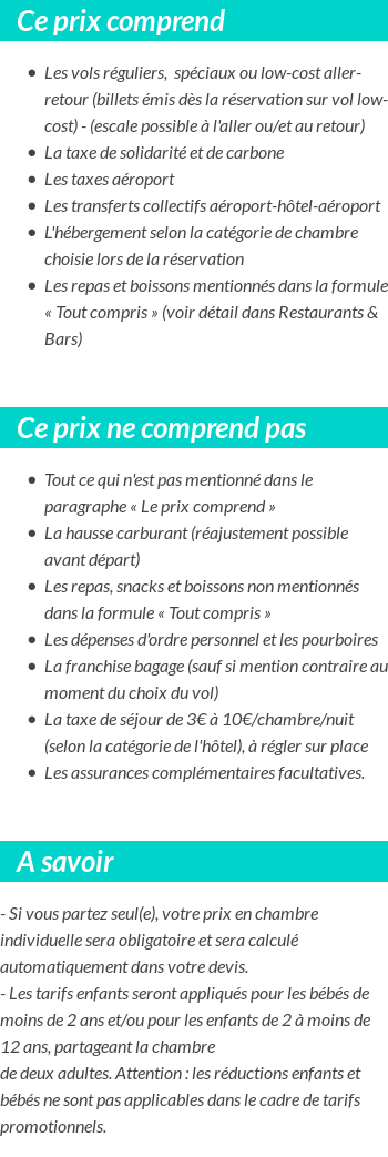 Conditions tarifaires