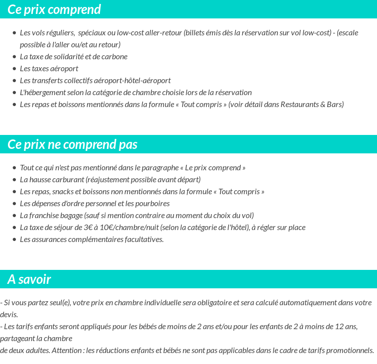 Conditions tarifaires