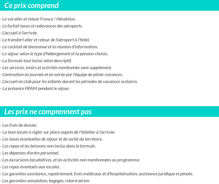 Conditions tarifaires
