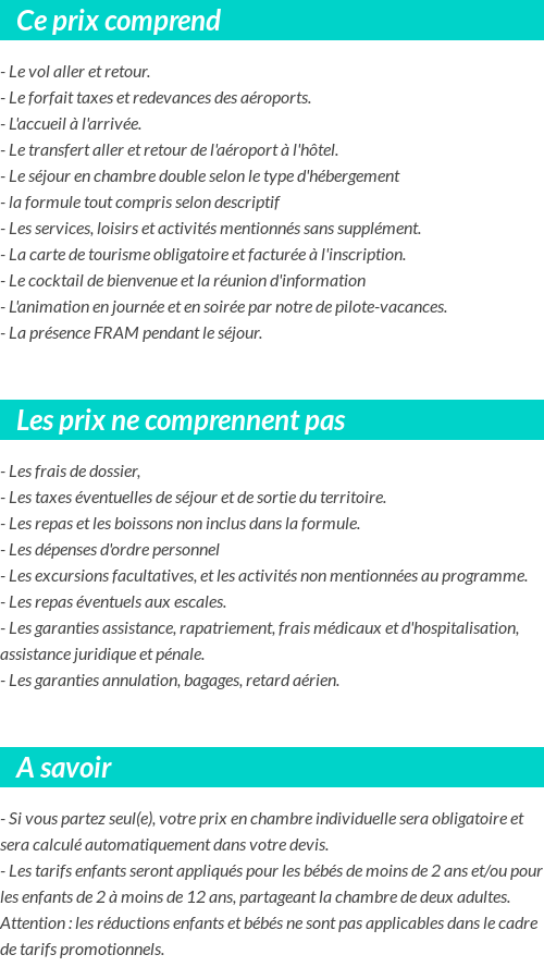 Conditions tarifaires