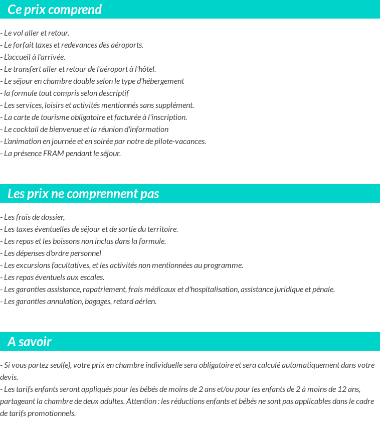Conditions tarifaires