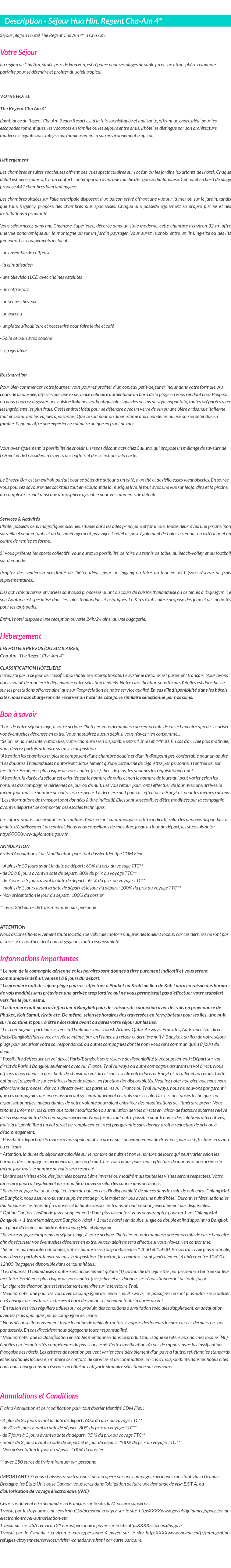 Détails du séjour