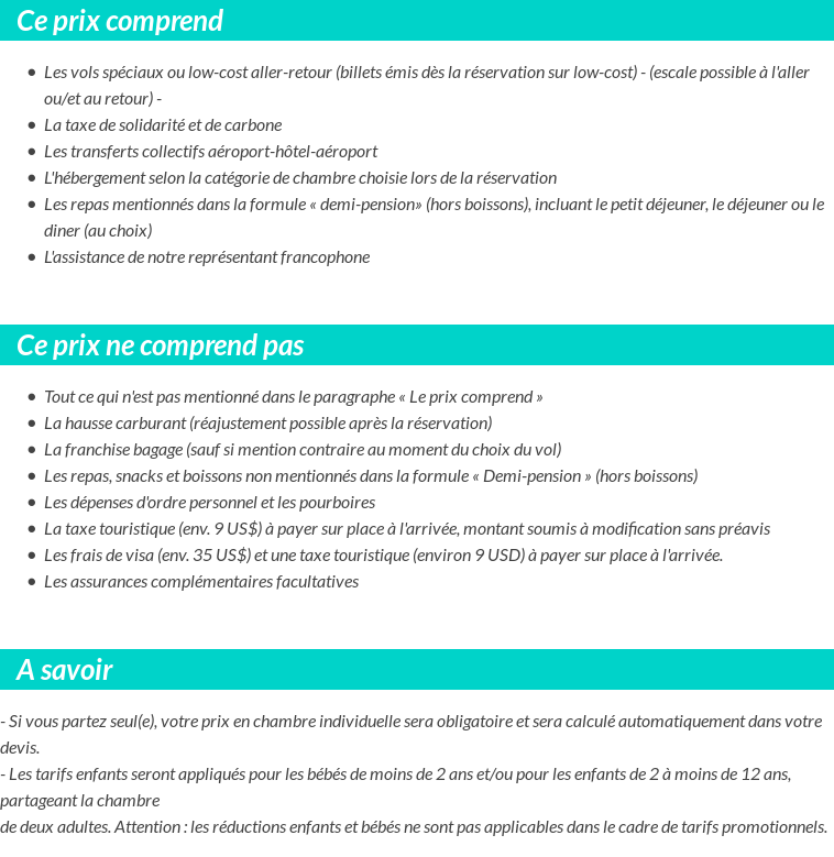 Conditions tarifaires