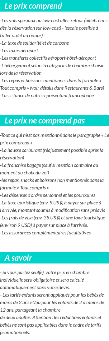 Conditions tarifaires