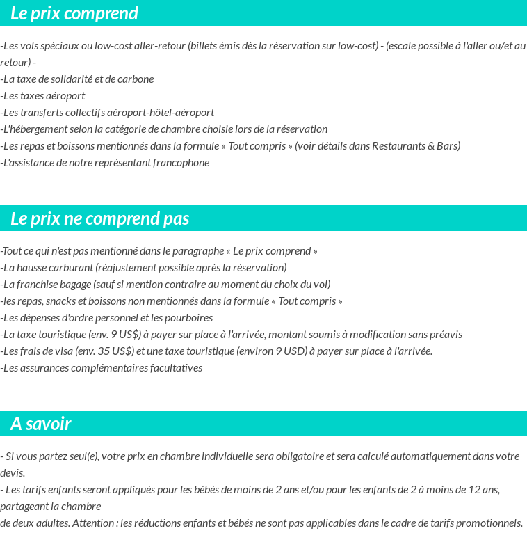 Conditions tarifaires