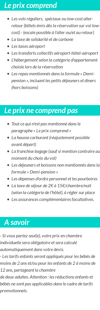 Conditions tarifaires