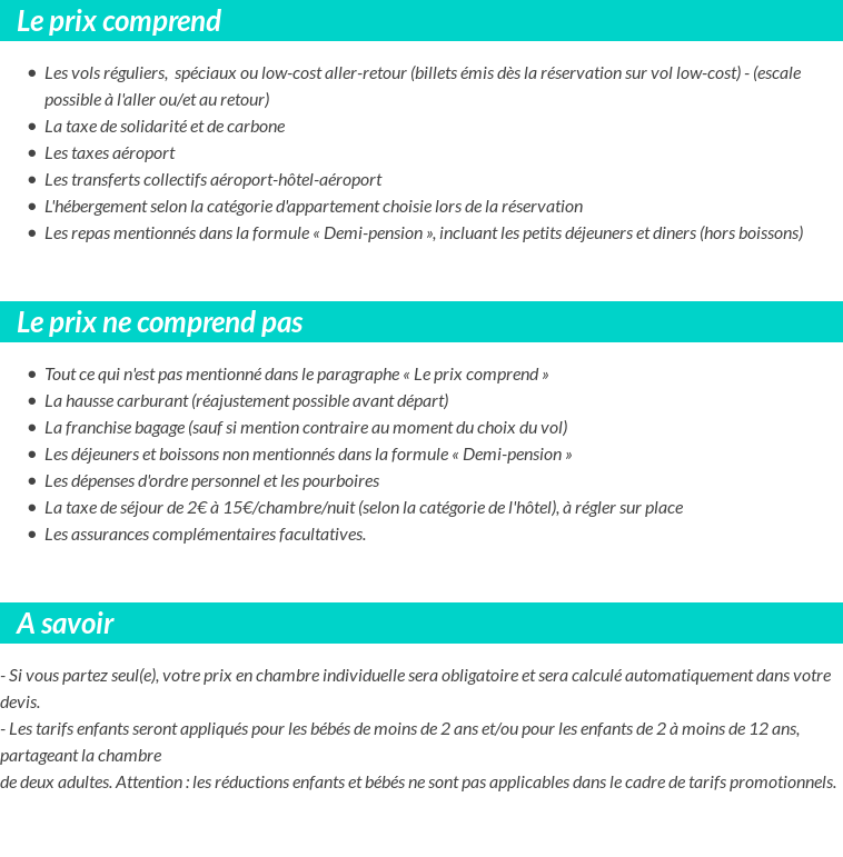 Conditions tarifaires