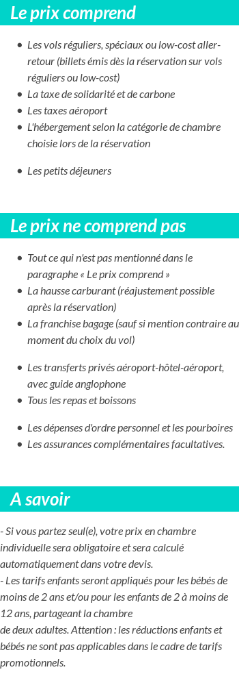 Conditions tarifaires