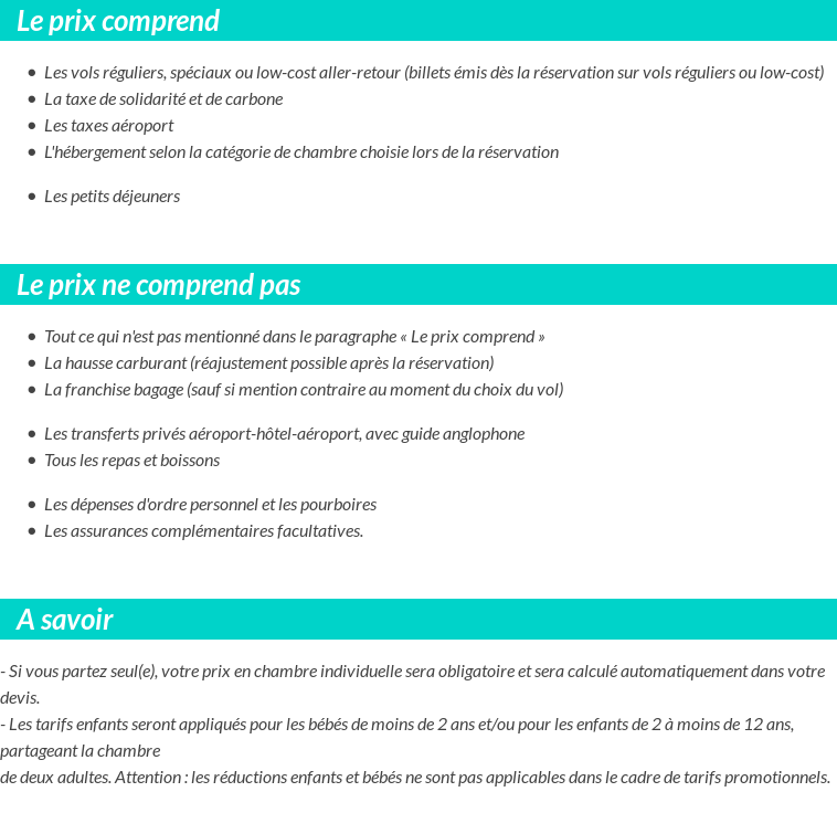 Conditions tarifaires