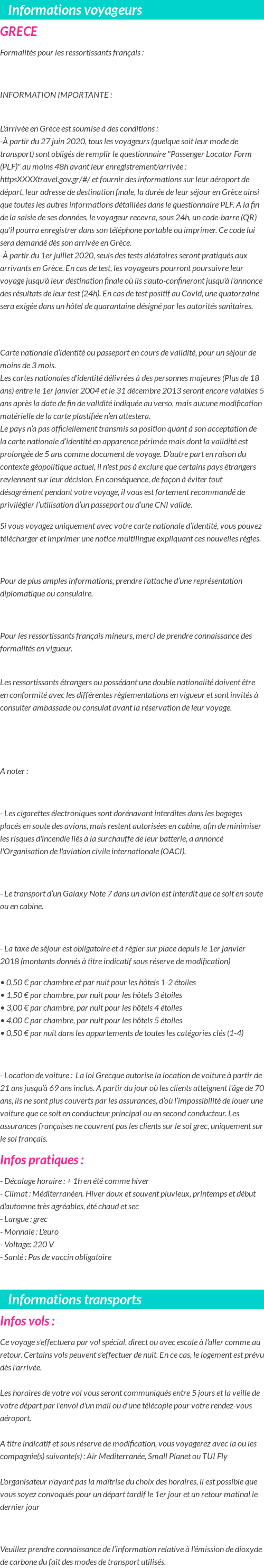 Formalités et infos voyageurs
