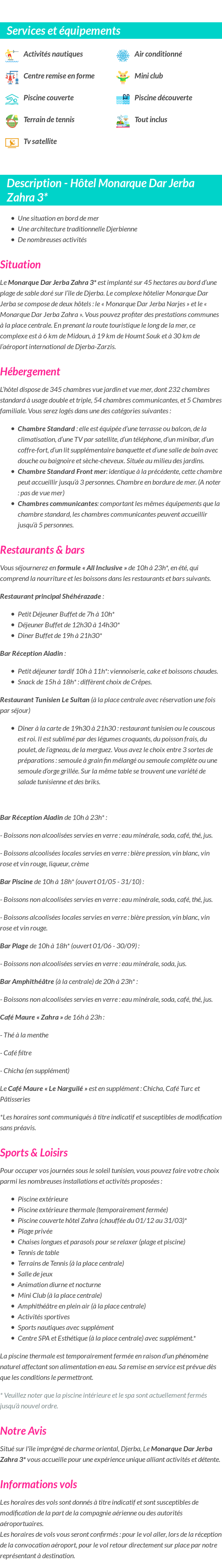 Détails du séjour