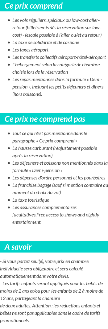 Conditions tarifaires