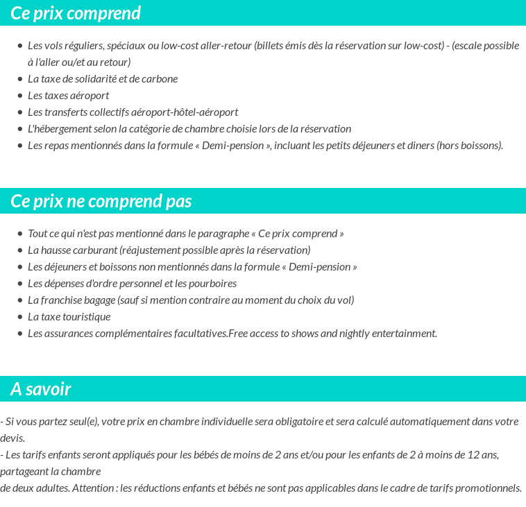 Conditions tarifaires