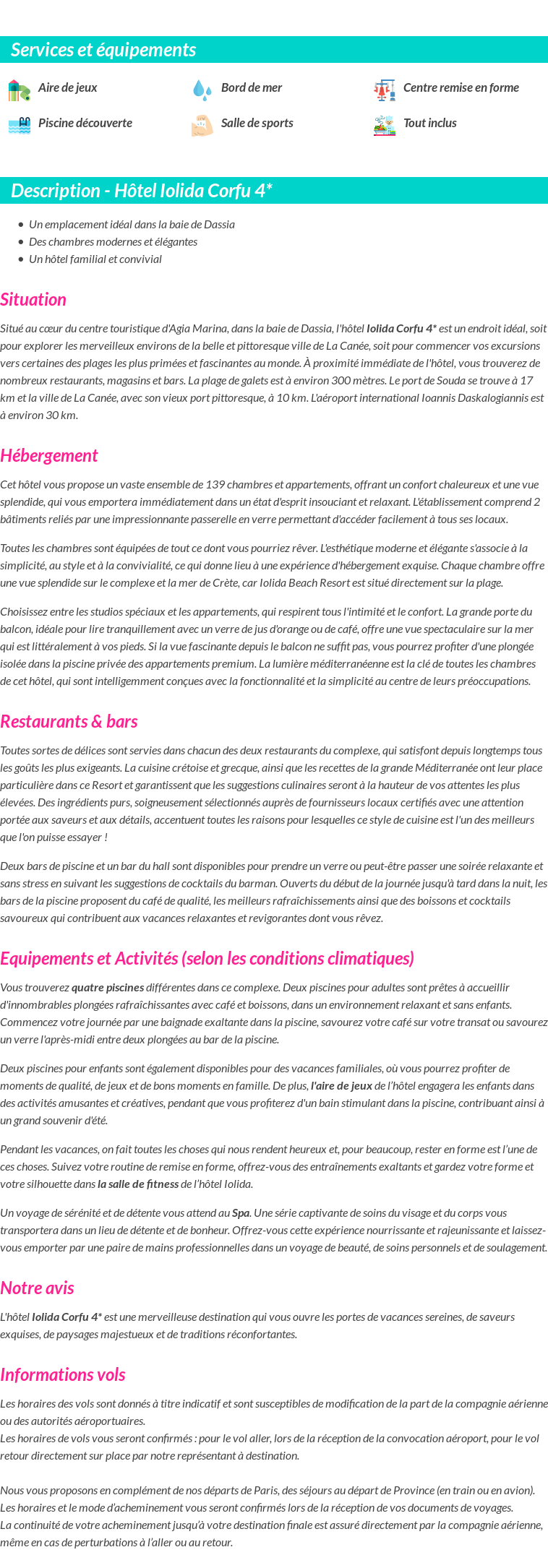 Détails du séjour