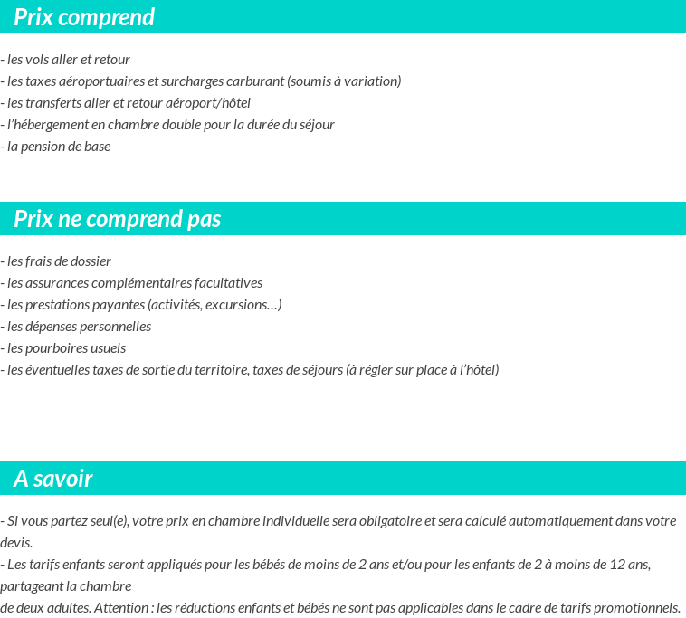 Conditions tarifaires