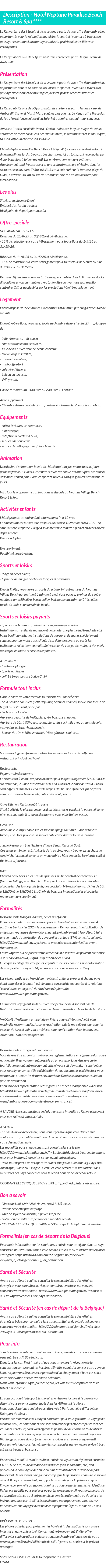 Détails du séjour
