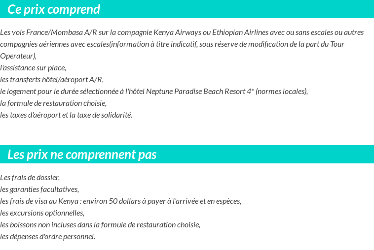 Conditions tarifaires