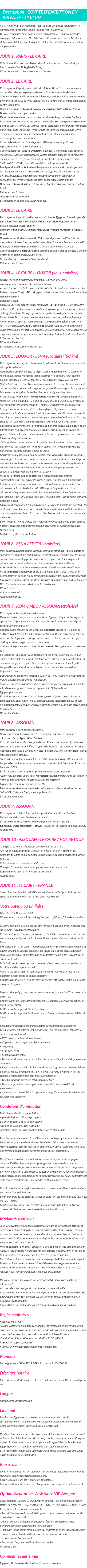 Détails du séjour