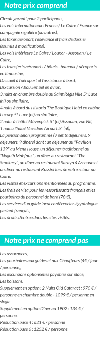 Conditions tarifaires