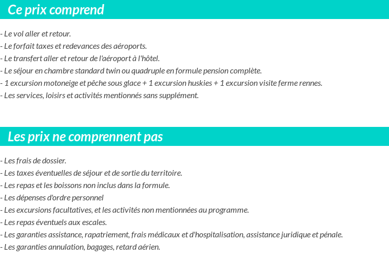 Conditions tarifaires