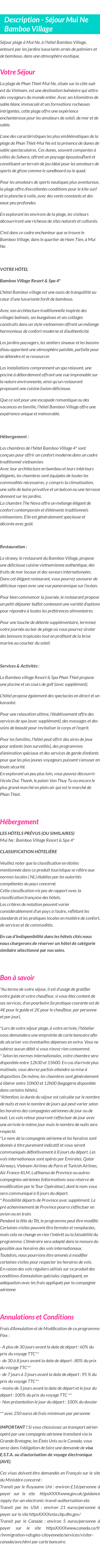 Détails du séjour