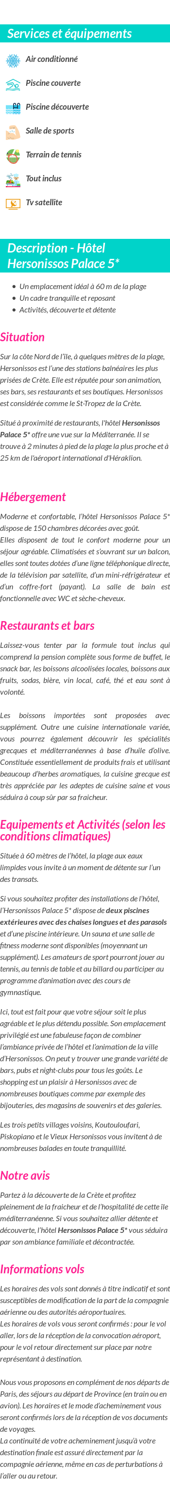 Détails du séjour