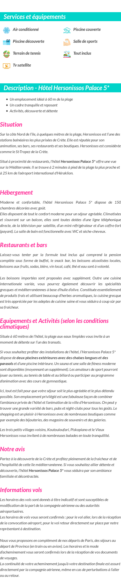 Détails du séjour