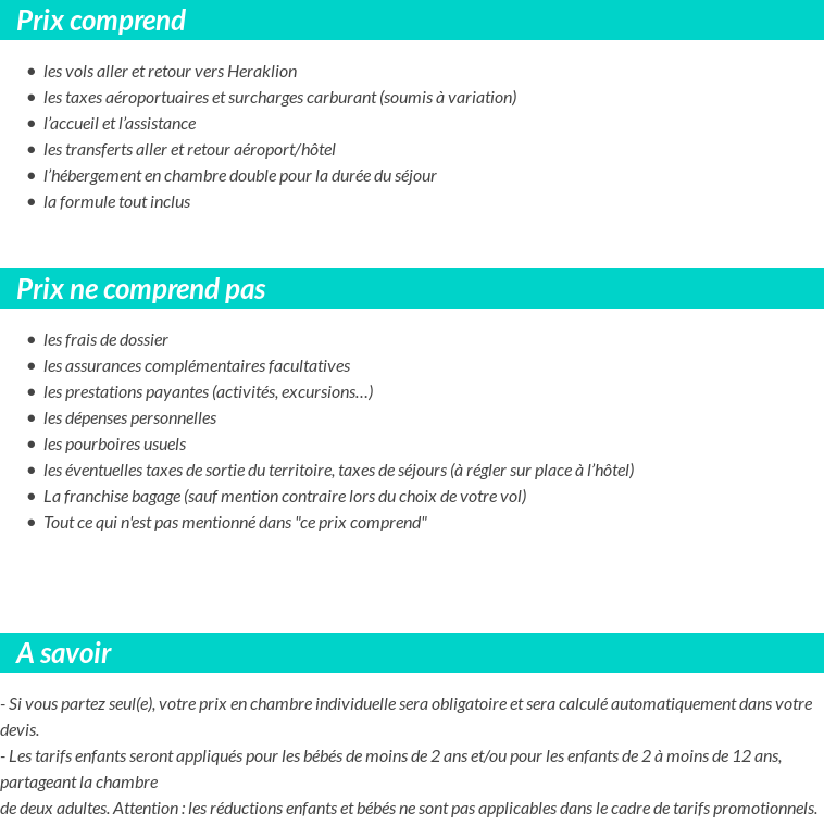 Conditions tarifaires