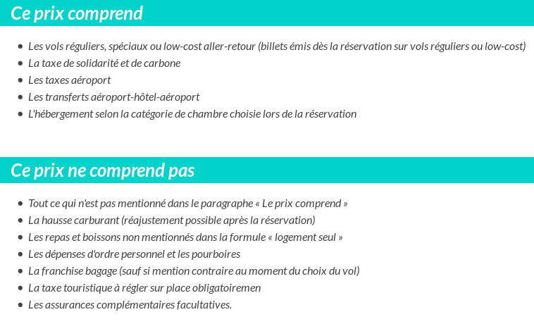 Conditions tarifaires