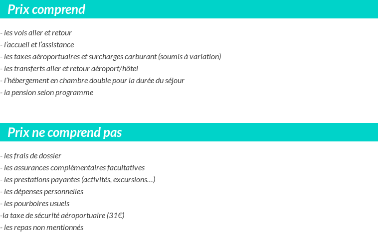 Conditions tarifaires