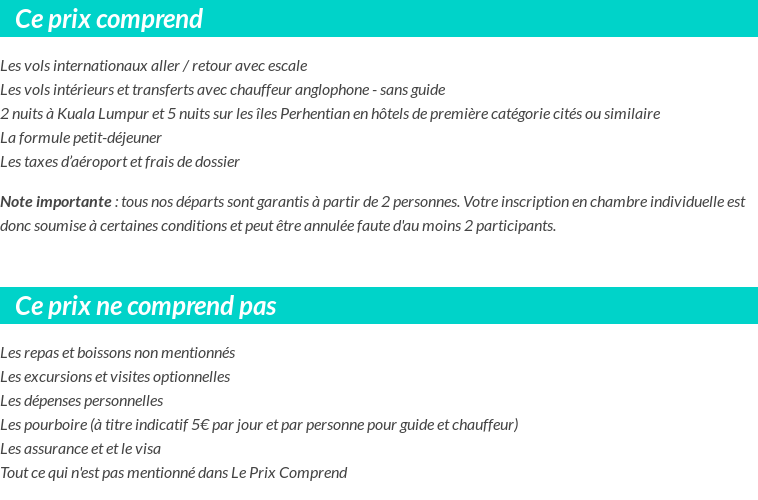 Conditions tarifaires