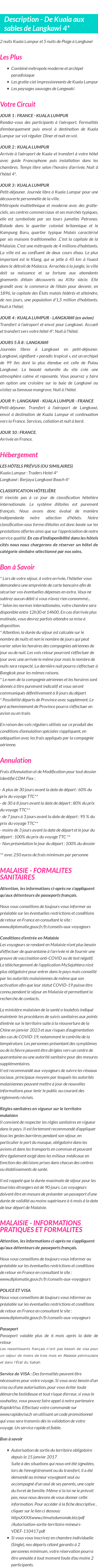 Détails du séjour