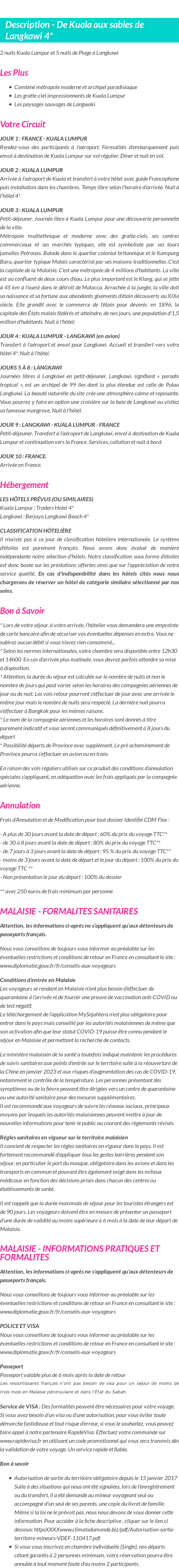 Détails du séjour