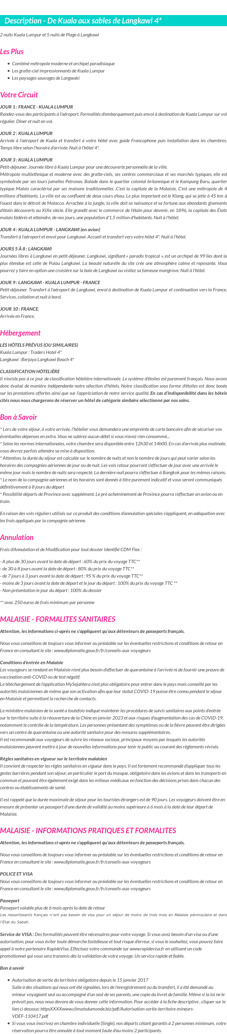 Détails du séjour