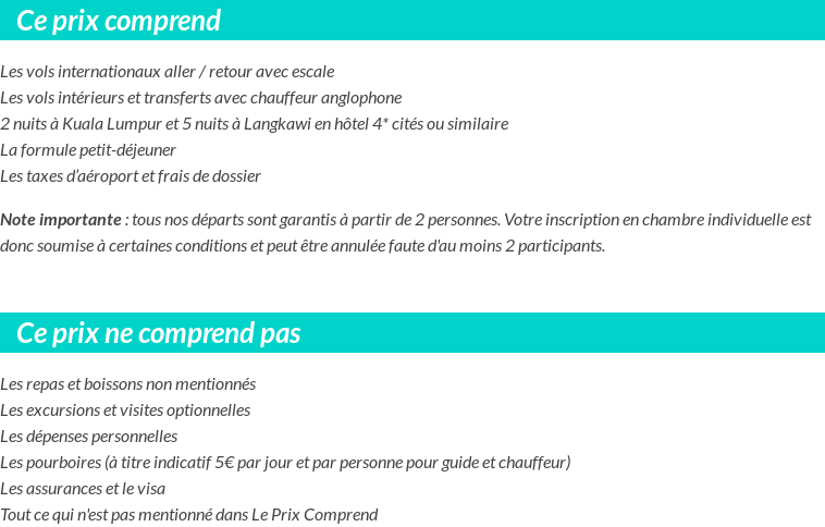 Conditions tarifaires