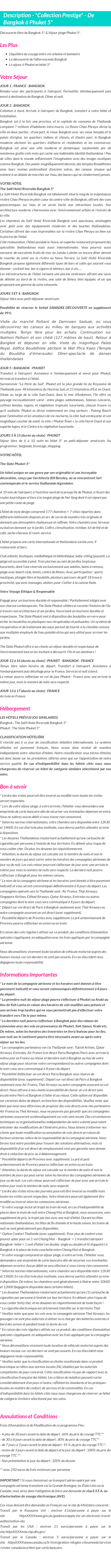 Détails du séjour