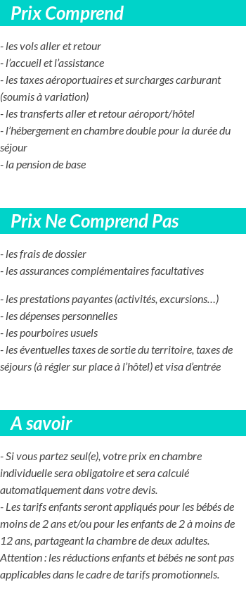 Conditions tarifaires