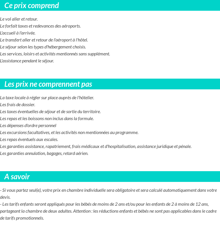 Conditions tarifaires
