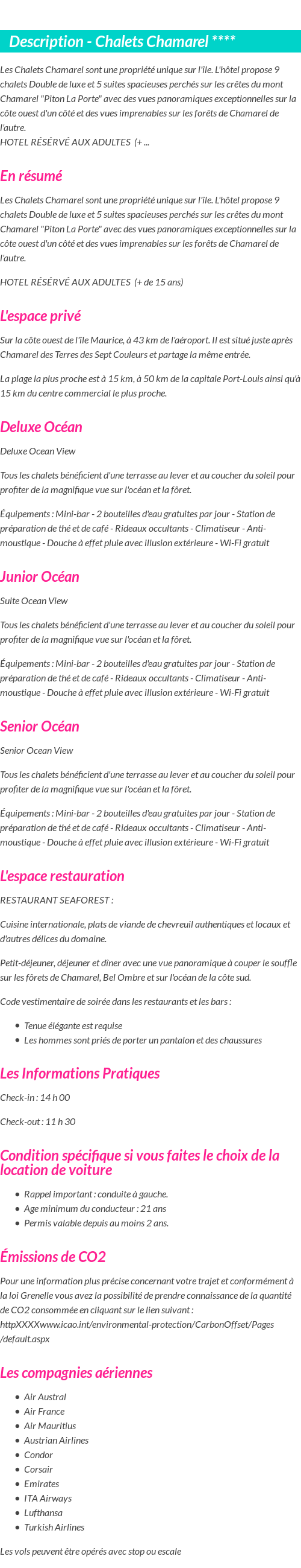 Détails du séjour