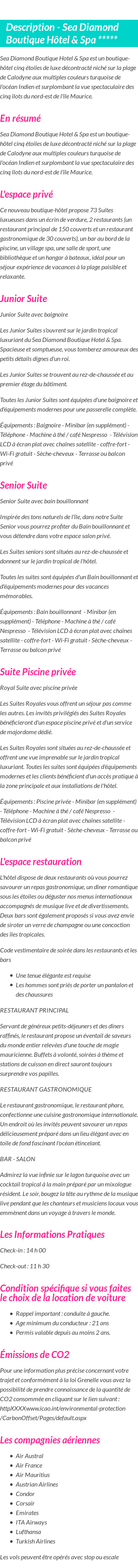 Détails du séjour